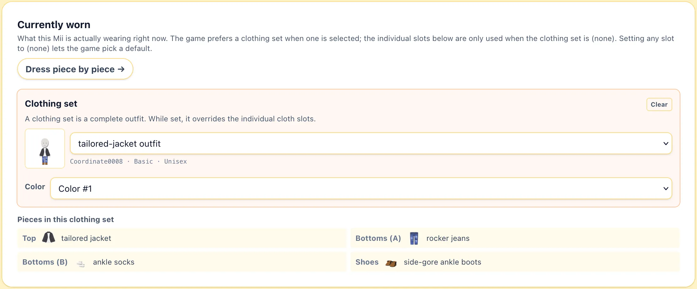 Belongings sub-tab